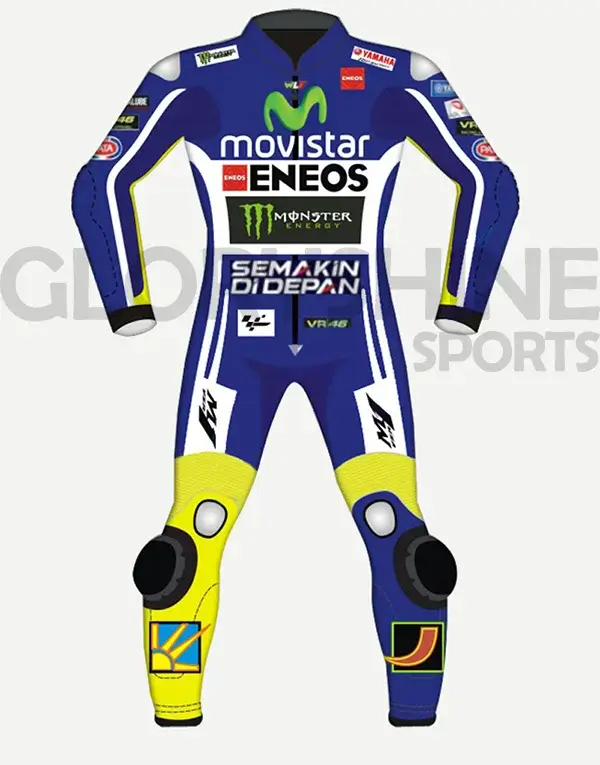 Valentino Rossi MotoGP Leather Suit Movistar 2014 Front