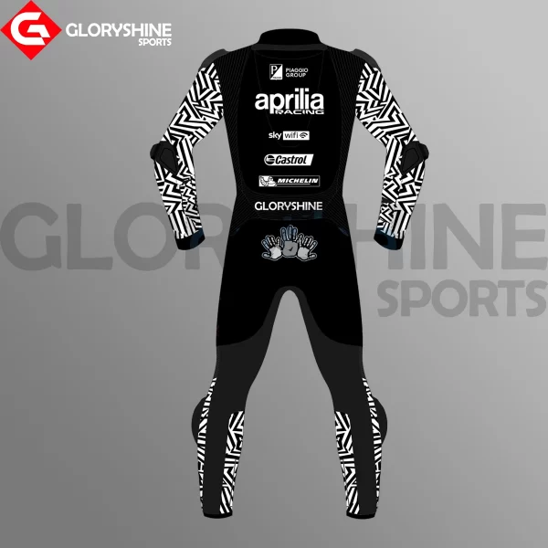 Aleix Espargaro Black Biker Suit Aprilia Winter Test Suit 2022 Back