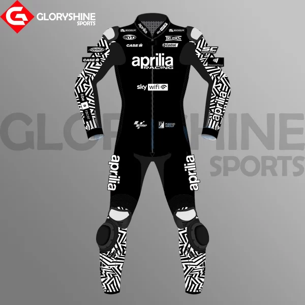 Aleix Espargaro Black Biker Suit Aprilia Winter Test Suit 2022 Front