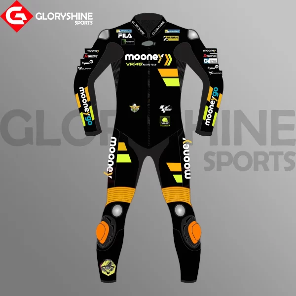 Marco Bezzecchi Motorcycle Suit Mooney VR46 Team MotoGP 2023 Front
