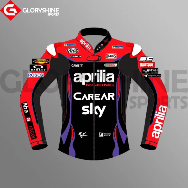 Maverick Vinales Leather Jacket Aprilia Racing Team MotoGP 2023 Front