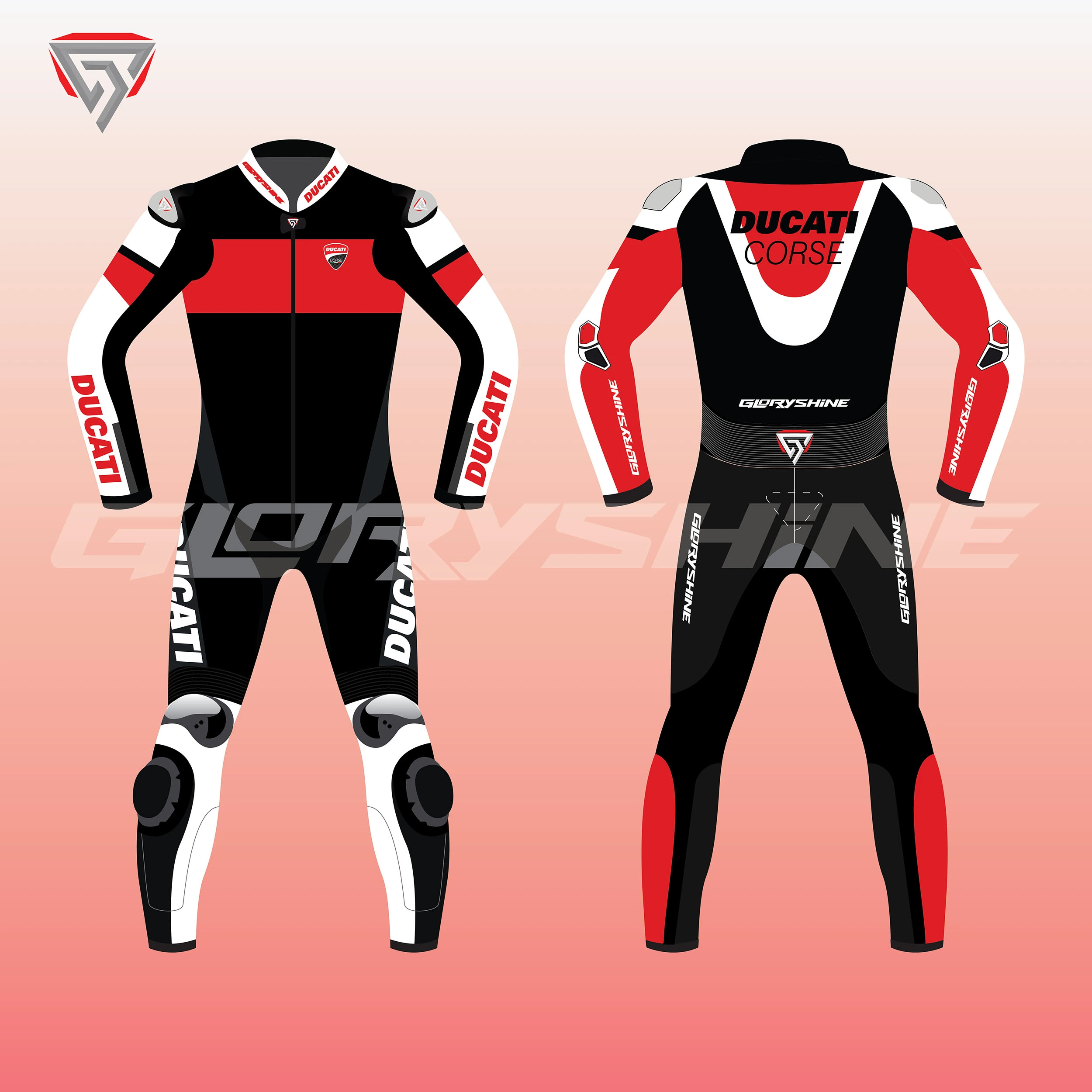 Ducati Corse C5 Lady Suit Front & Back 2D