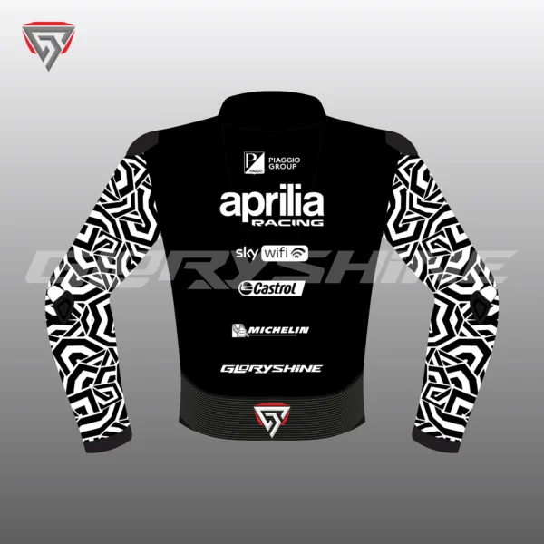 Aleix Espargaro Black Biker Jacket Aprilia Winter Test Jacket 2022 Back 2D
