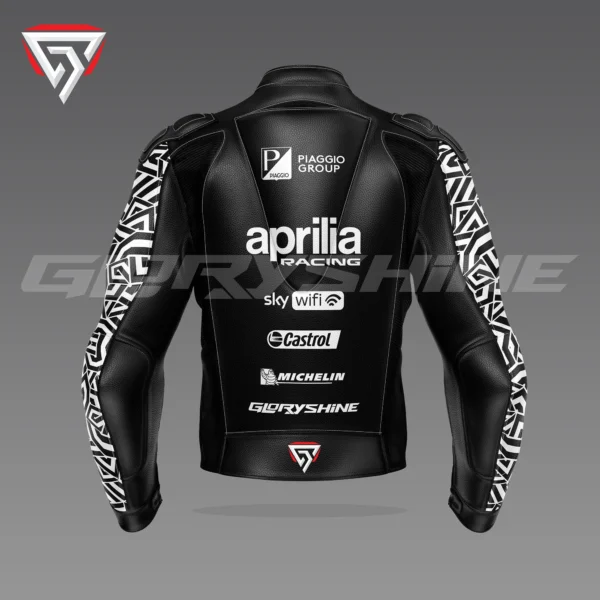 Aleix Espargaro Black Biker Jacket Aprilia Winter Test Jacket 2022 Back 3D