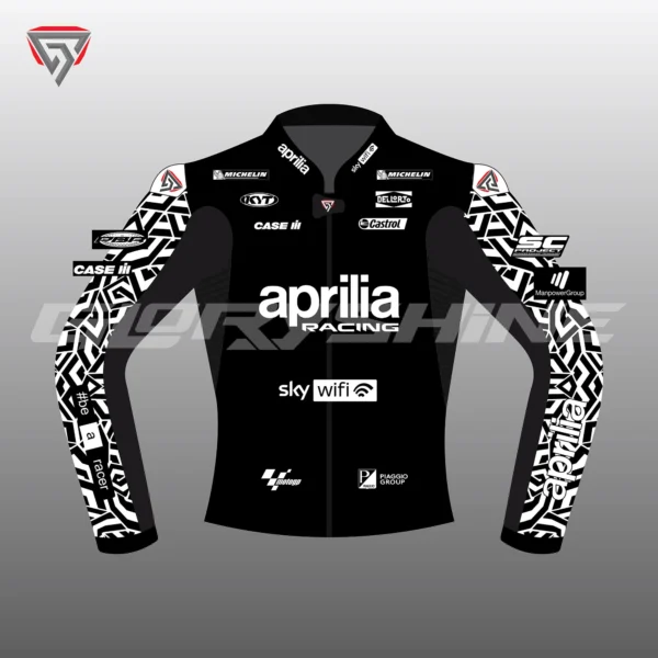 Aleix Espargaro Black Biker Jacket Aprilia Winter Test Jacket 2022 Front 2D