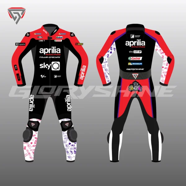 Aleix Espargaro Leather Suit Aprilia Racing Team MotoGP 2022 Front & Back 2D