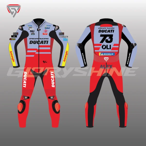 Alex Marquez Team Gresini Ducati MotoGP Race Suit 2023 Front & Back 2D