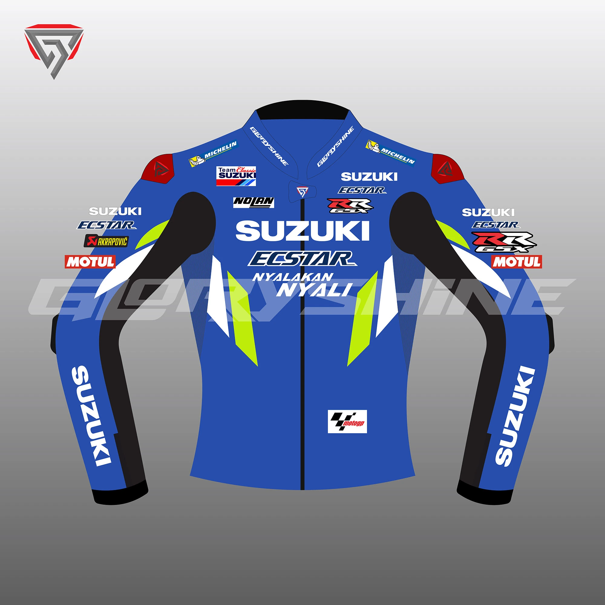 Alex Rins Leather Jacket Team Suzuki ECSTAR MotoGP 2019 Front 2D