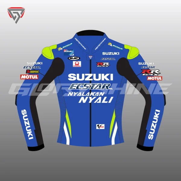 Alex Rins Leather Race Jacket Suzuki ECSTAR MotoGP 2018 Front 2D