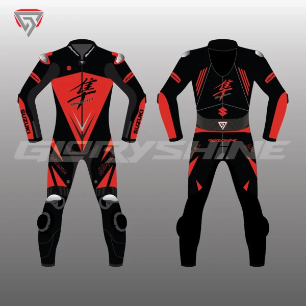 Hayabusa Red Racing Suit Front & Back 2D