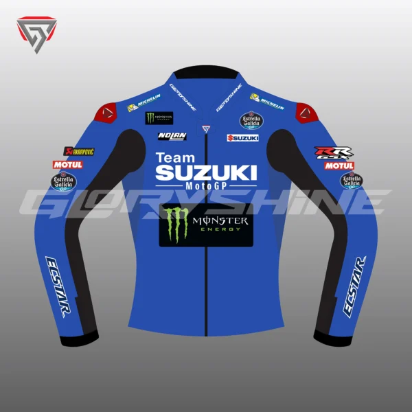 Alex Rins MotorBike Racing Jacket Team Suzuki Ecstar MotoGP 2022 Front 2D