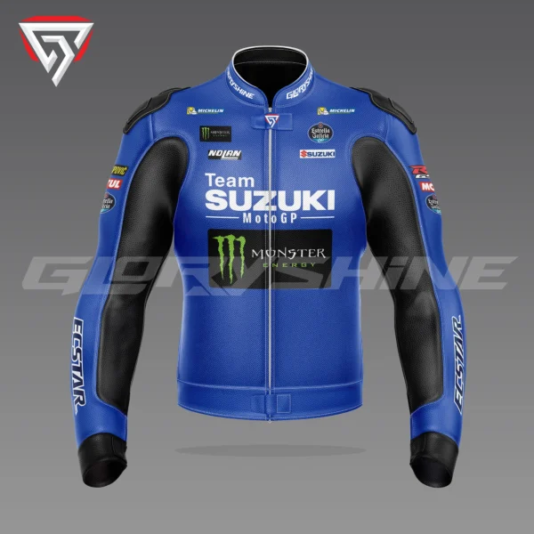 Alex Rins MotorBike Racing Jacket Team Suzuki Ecstar MotoGP 2022 Front 3D