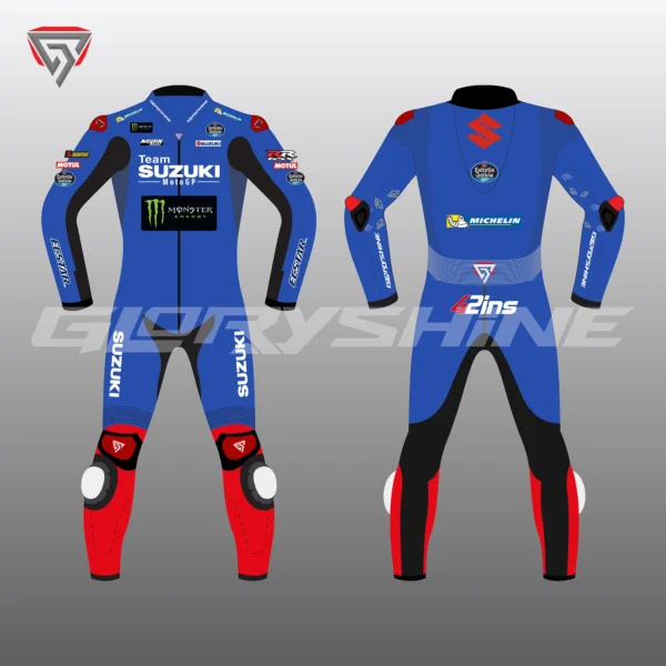 Alex Rins MotorBike Racing Suit Team Suzuki Ecstar MotoGP 2022 Front & Back 2D