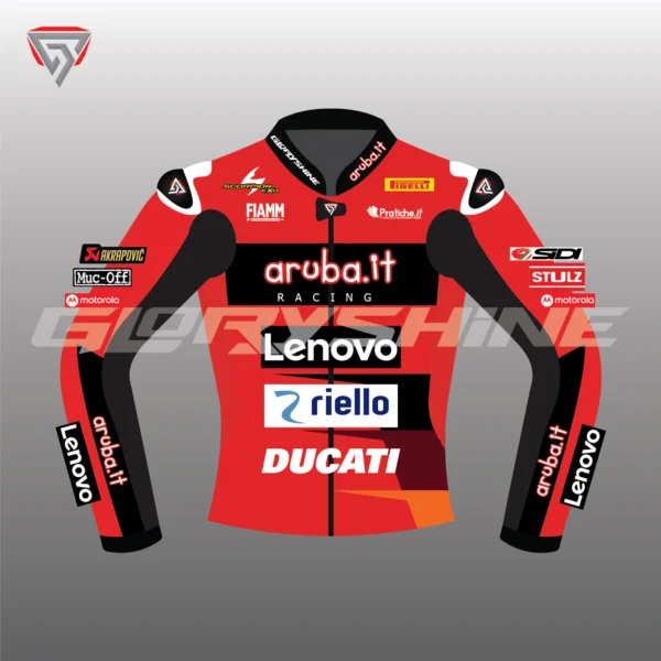 Alvaro Bautista Leather Jacket Ducati Aruba.it WSBK Jacket 2023 Front 2D