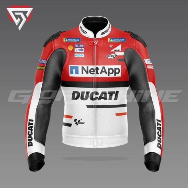 Andrea Dovizioso Leather Jacket Flexbox Team Ducati MotoGP 2018 Front 3D