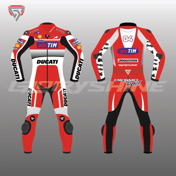 Andrea Dovizioso Leather Race Suit Ducati MotoGP 2015 Front & Back 2D