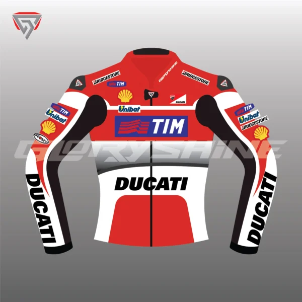 Andrea Dovizioso Leather Racing Jacket Ducati MotoGP 2016 Front 2D