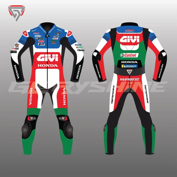 Alex Marquez Leather Suit Team LCR Honda Castrol MotoGP 2021 Front & Back 2D