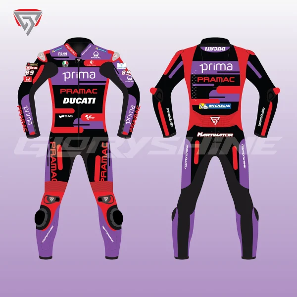Jorge Martin Race Suit Ducati Prima Pramac Racing MotoGP 2024 Front & Back 2D