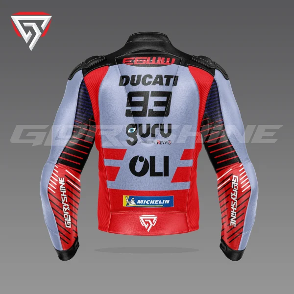 Marc Marquez Leather Racing Jacket Ducati Gresini Racing MotoGP 2024 Back 3D