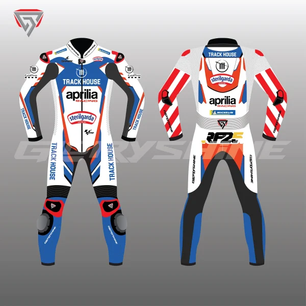 Raul Fernandez Racing Suit Team Aprilia Trackhouse Racing MotoGP 2024 Front & Back 2D