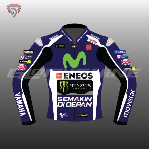 Valentino Rossi Leather Jacket Yamaha Movistar MotoGP 2016 Front 2D