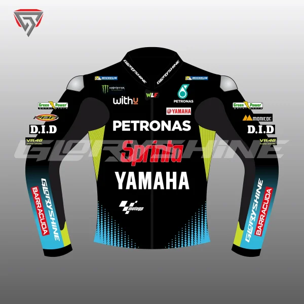 Valentino Rossi Leather Race Jacket Yamaha Petronas MotoGP 2021 Front 2D