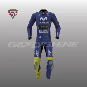 Valentino Rossi Leather Racing Suit Yamaha Movistar MotoGP 2018 Front 3D