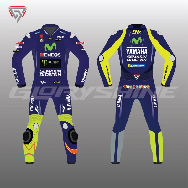 Valentino Rossi MotoGP Suit Movistar Yamaha 2017 Front & Back 2D
