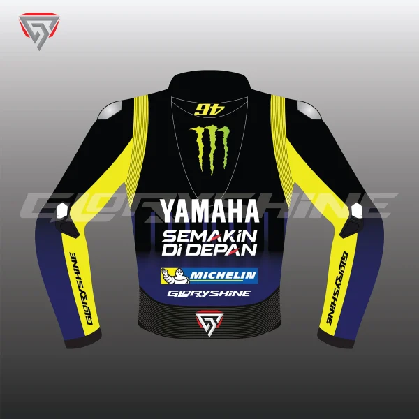 Valentino Rossi Motorbike Leather Jacket Monster Energy Yamaha MotoGP 2019 Back 2D