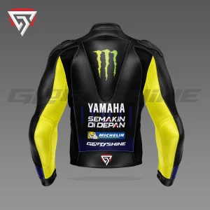 Valentino Rossi Motorbike Leather Jacket Monster Energy Yamaha MotoGP 2019 Back 3D