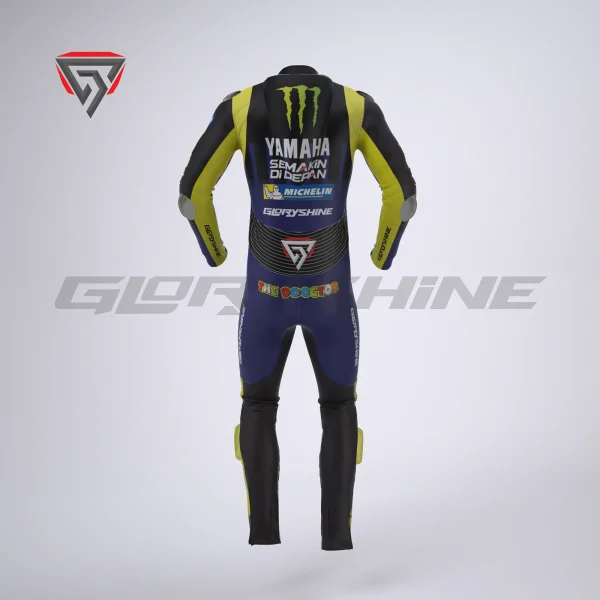 Valentino Rossi Motorbike Leather Suit Monster Energy Yamaha MotoGP 2019 Back 3D