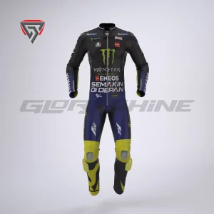 Valentino Rossi Motorbike Leather Suit Monster Energy Yamaha MotoGP 2019 Front 3D