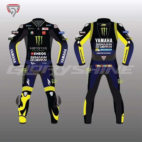 Valentino Rossi Motorcycle Suit Movistar Yamaha MotoGP 2017 Front & Back 2D