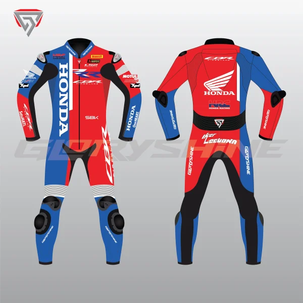Iker Lecuona Motorcycle Suit Team HRC WSBK 2024 Front & Back 2D