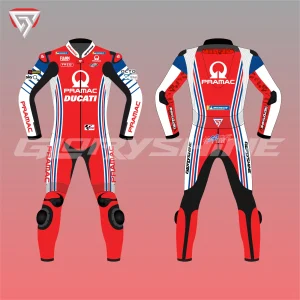 Francesco Bagnaia Race Suit Ducati Pramac MotoGP 2020 Front & Back 2D