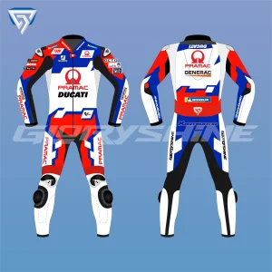 Jorge Martin Leather Suit Ducati Pramac Racing MotoGP 2022 Front & Back 2D