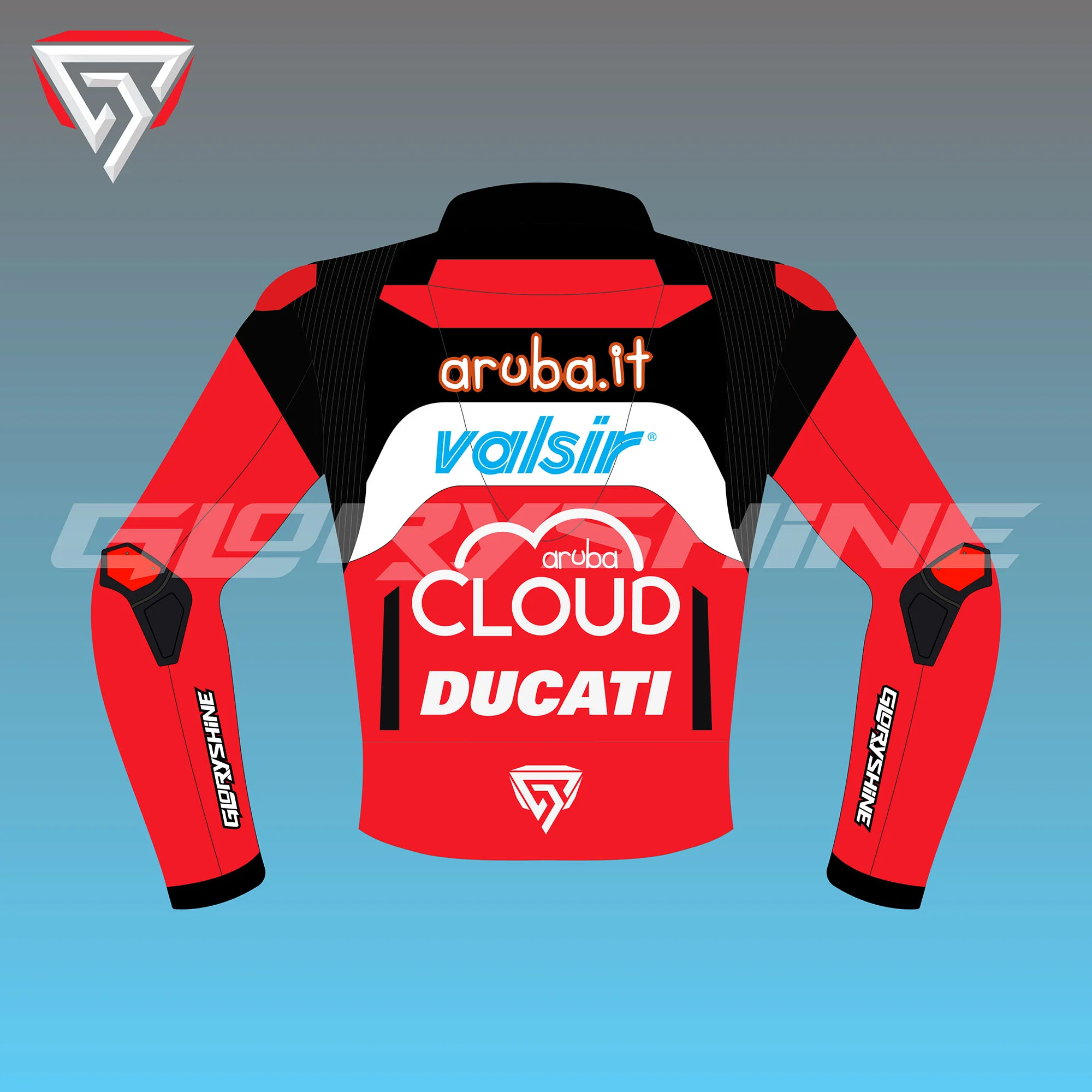 Chaz Davies Racing Jacket Ducati Aruba.it WSBK Jacket 2018 Back 2D