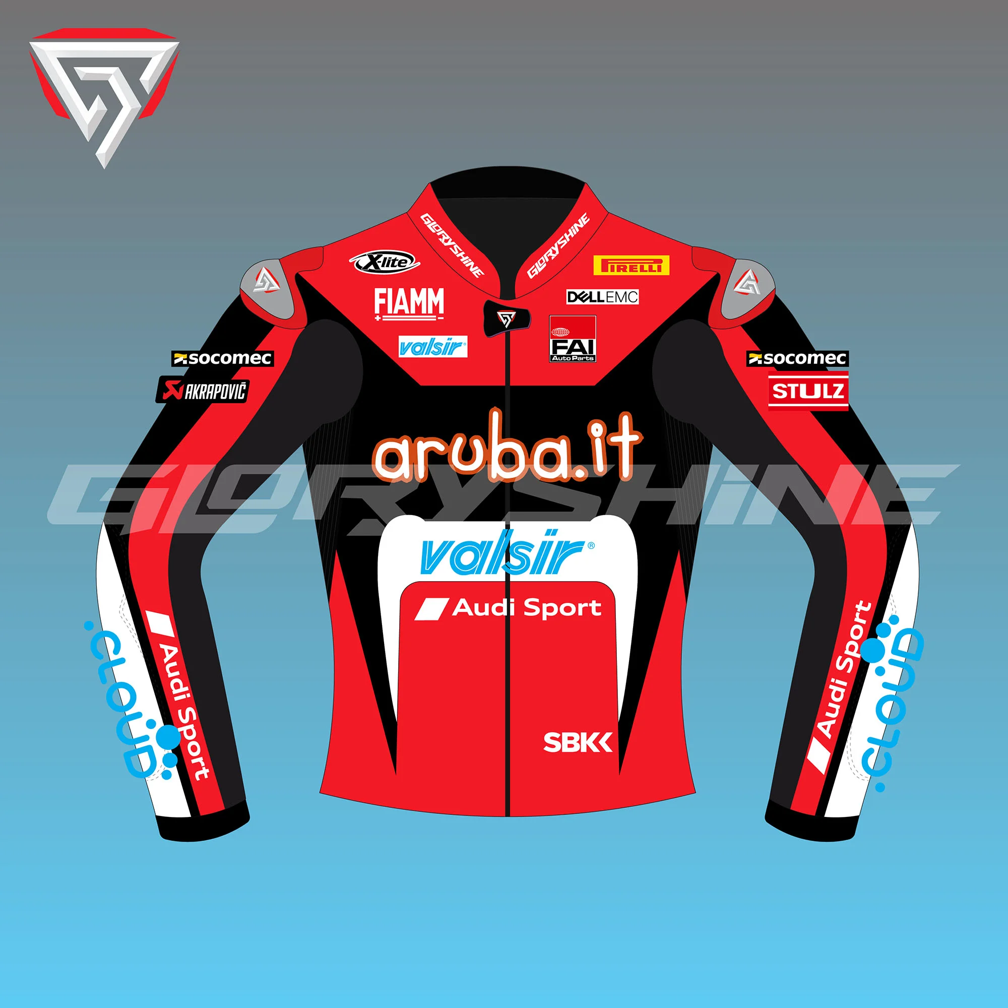 Chaz Davies Racing Jacket Ducati Aruba.it WSBK Jacket 2018 Front 2D