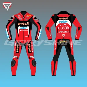 Chaz Davies Racing Suit Ducati Aruba.it WSBK Suit 2018 Front & Back 2D