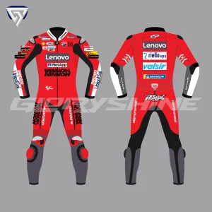 Danilo Petrucci Leather Racing Suit Team Ducati MotoGP 2020 Front & Back 2D