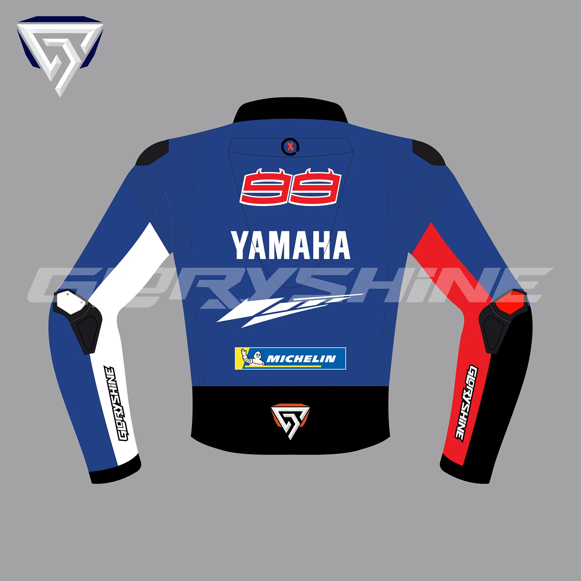 Jorge Lorenzo Leather Jacket Yamaha MotoGP Test Suit 2020 Back 2D