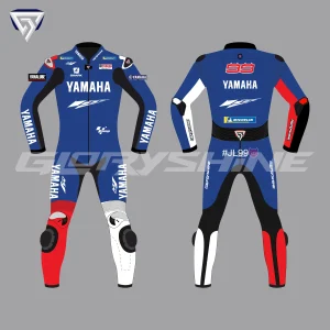 Jorge Lorenzo Leather Suit Yamaha MotoGP Test Suit 2020 Front & Back 2D