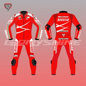 Casey Stoner Motorcycle Suit Ducati Marlboro Team MotoGP 2007 Front & Back 2D