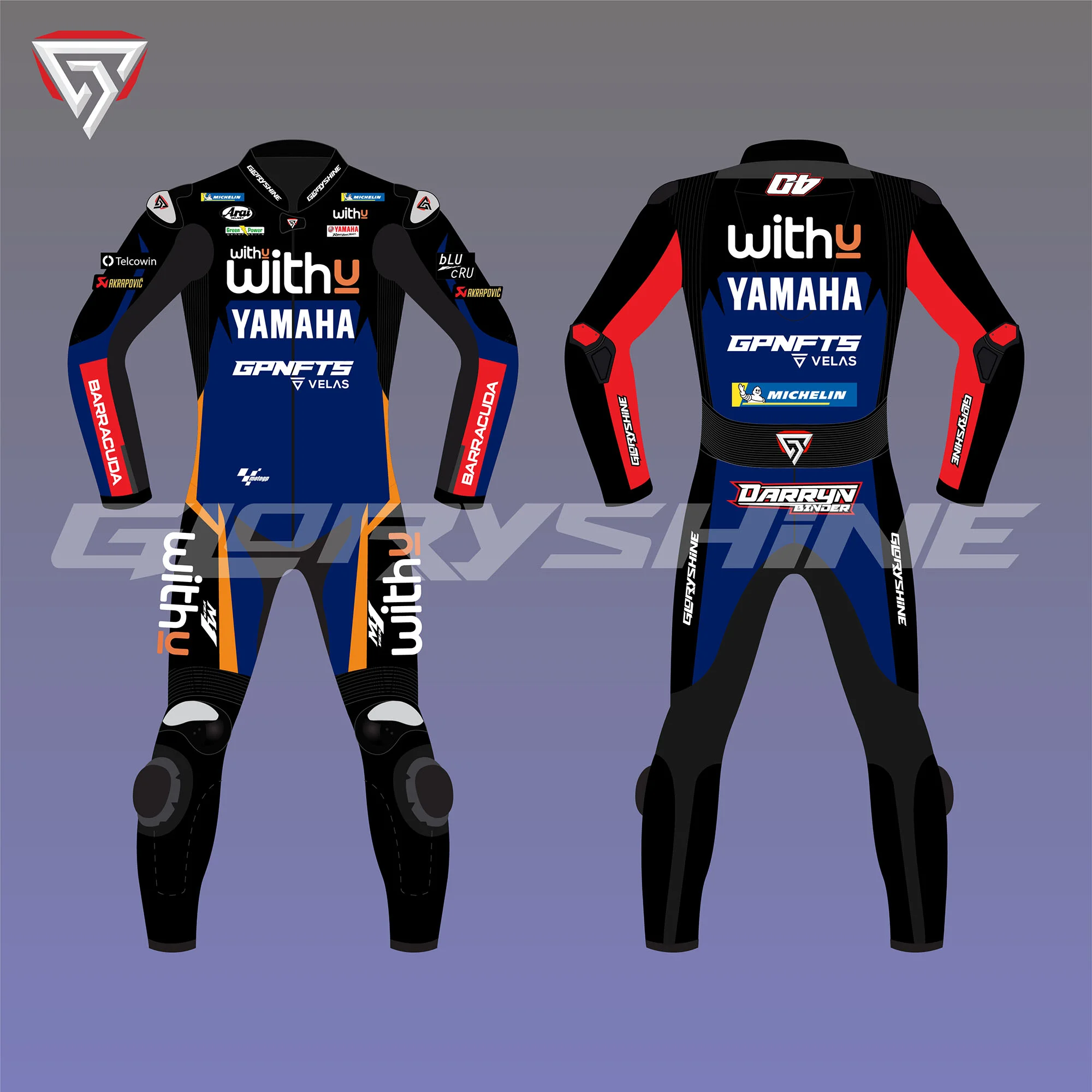 Darryn Binder Race Suit WithU Yamaha RNF MotoGP 2022 Front & Back 2D