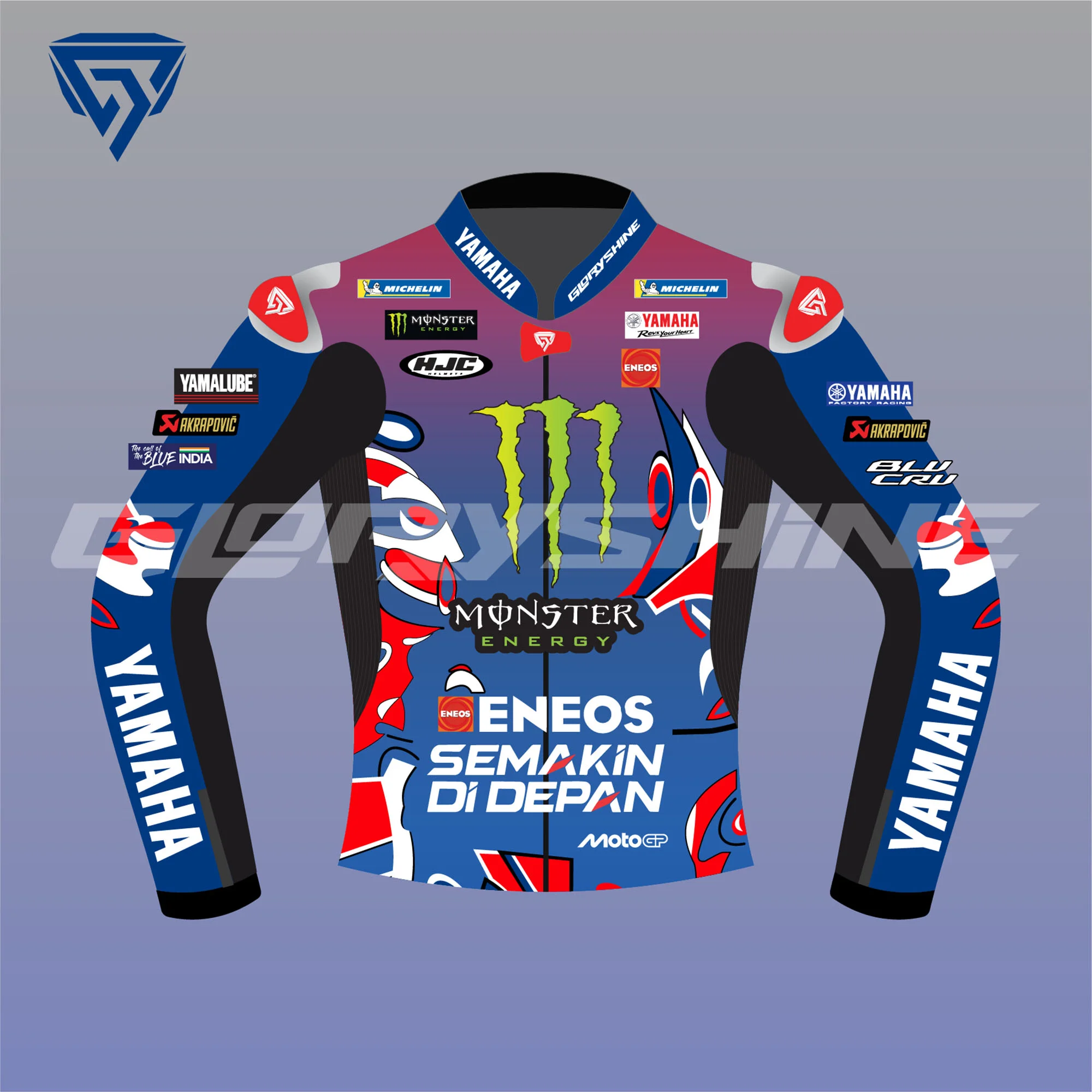 Fabio Quartararo Leather Race Jacket Monster Energy Yamaha MotoGP French 2025 Front 2D