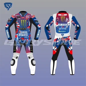 Fabio Quartararo Leather Race Suit Monster Energy Yamaha MotoGP French 2025 Front & Back 2D