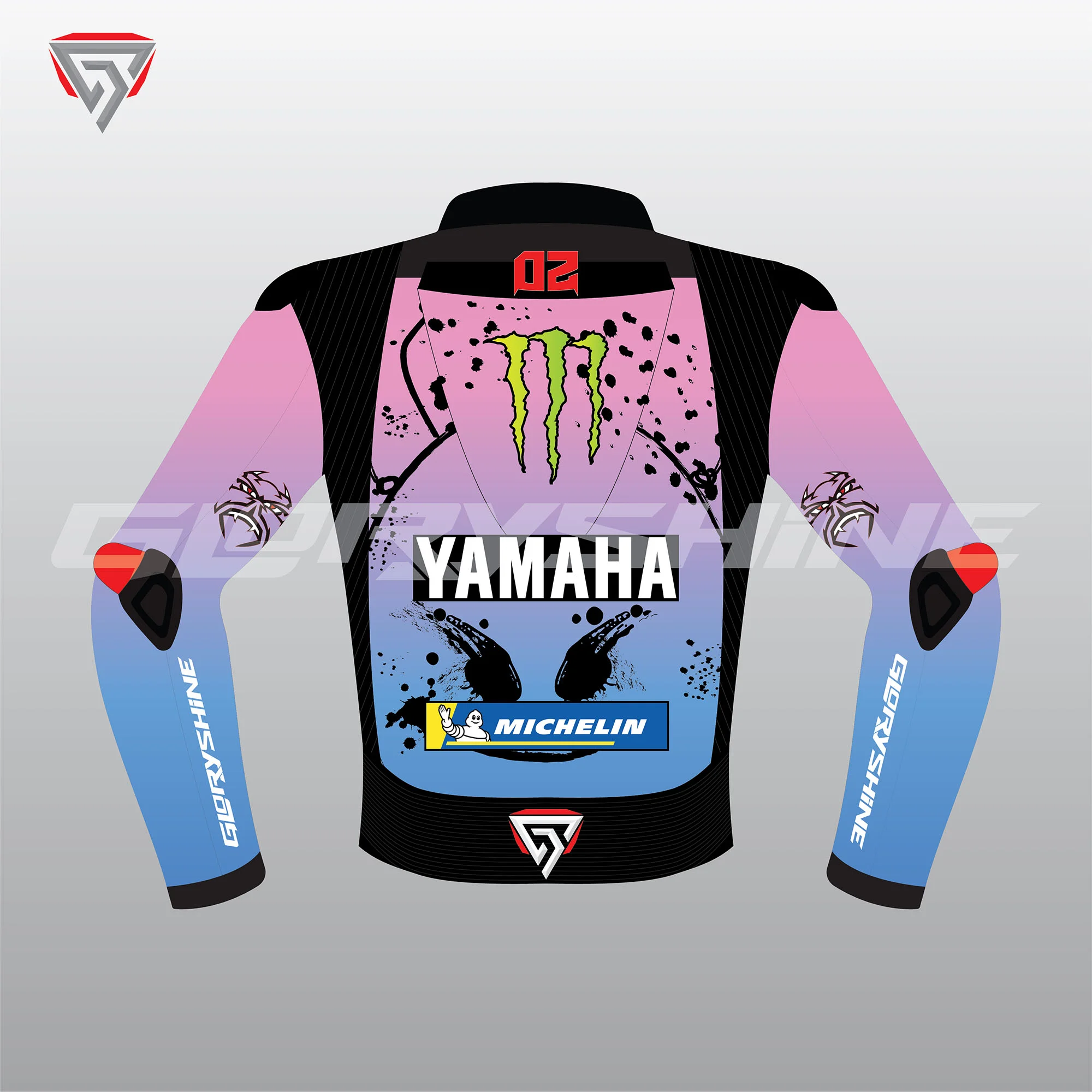 Fabio Quartararo Motorcycle Race Jacket Monster Energy Yamaha FrenchGP 2024 Back 2D