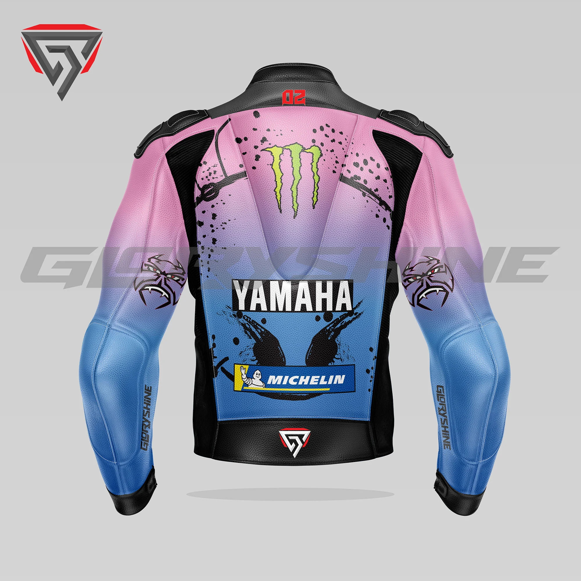 Fabio Quartararo Motorcycle Race Jacket Monster Energy Yamaha FrenchGP 2024 Back 3D