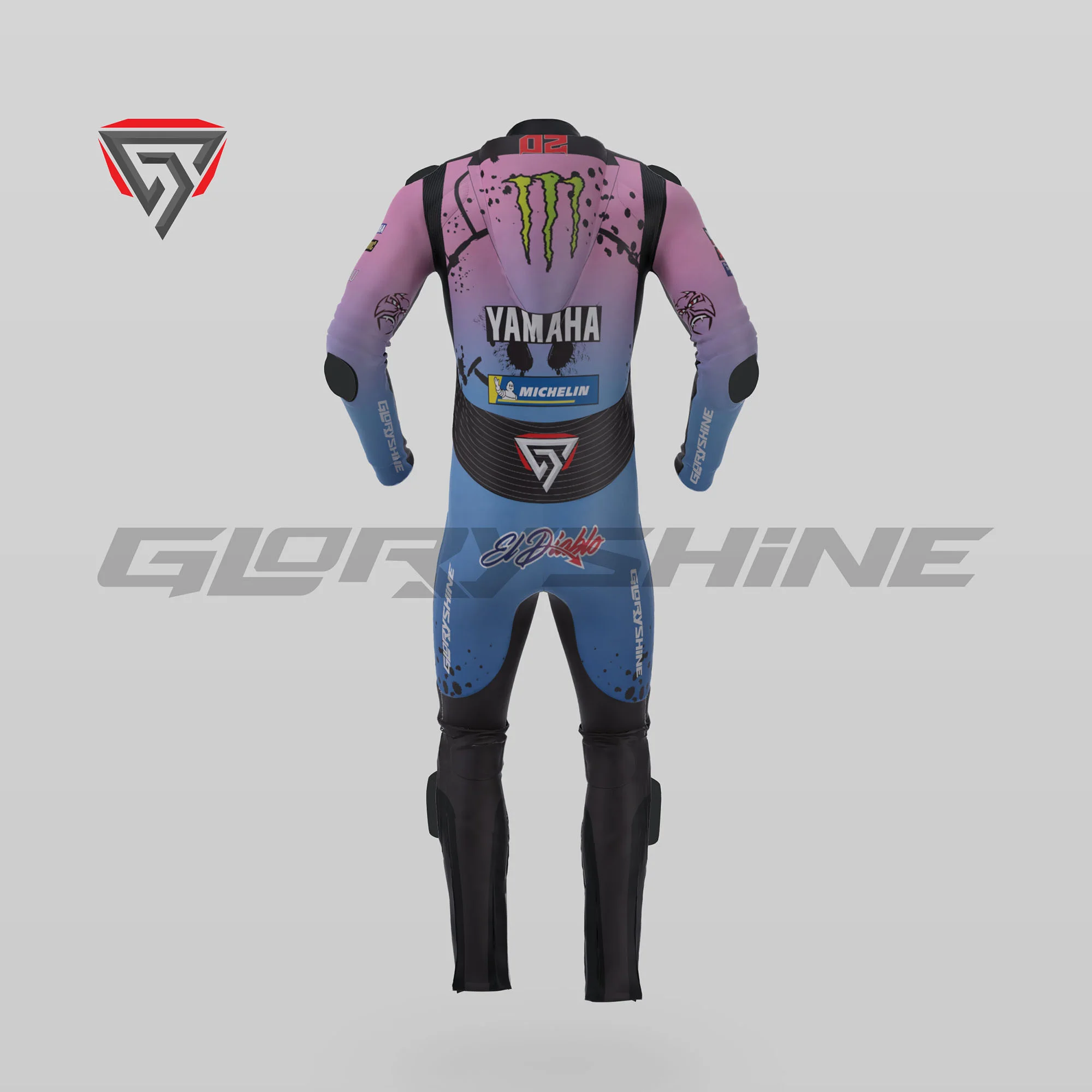 Fabio Quartararo Motorcycle Race Suit Monster Energy Yamaha FrenchGP 2024 Back 3D